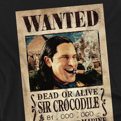 Black - Side - One Piece Unisex Adult Crocodile Wanted Poster Long-Sleeved T-Shirt