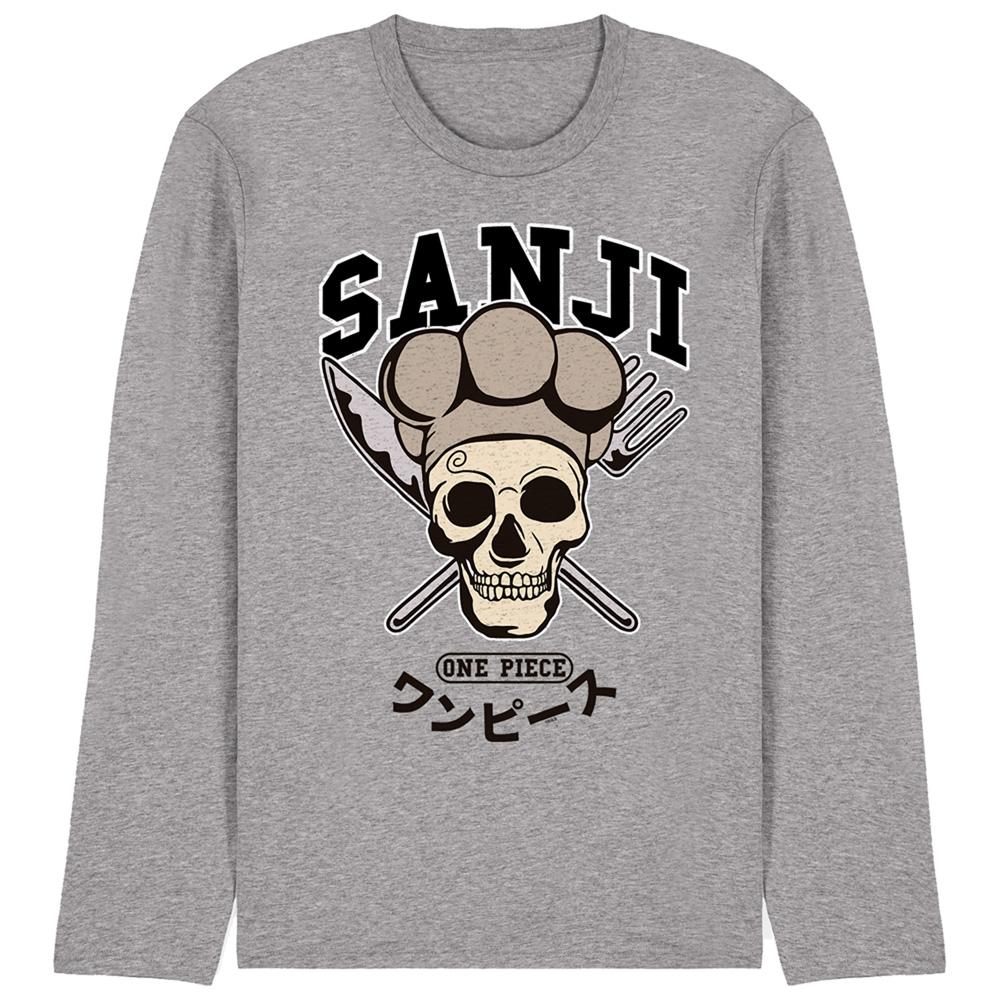 Athletic Heather - Front - One Piece Unisex Adult Sanji Skull Long-Sleeved T-Shirt