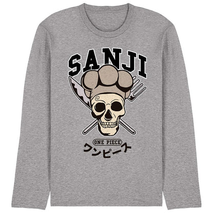 Athletic Heather - Front - One Piece Unisex Adult Sanji Skull Long-Sleeved T-Shirt