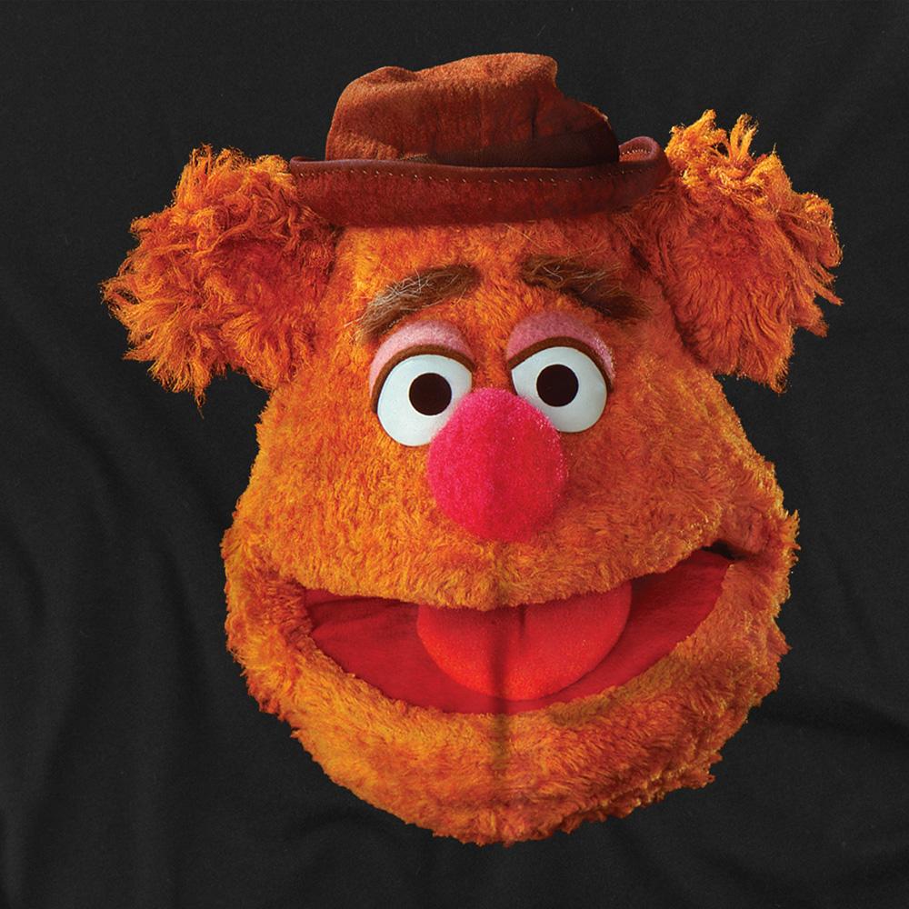 Black - Side - The Muppets Unisex Adult Fozzie Bear Face Long-Sleeved T-Shirt