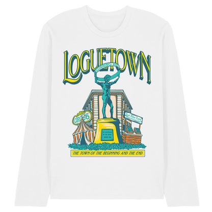 White - Front - One Piece Unisex Adult Loguetown Market Long-Sleeved T-Shirt