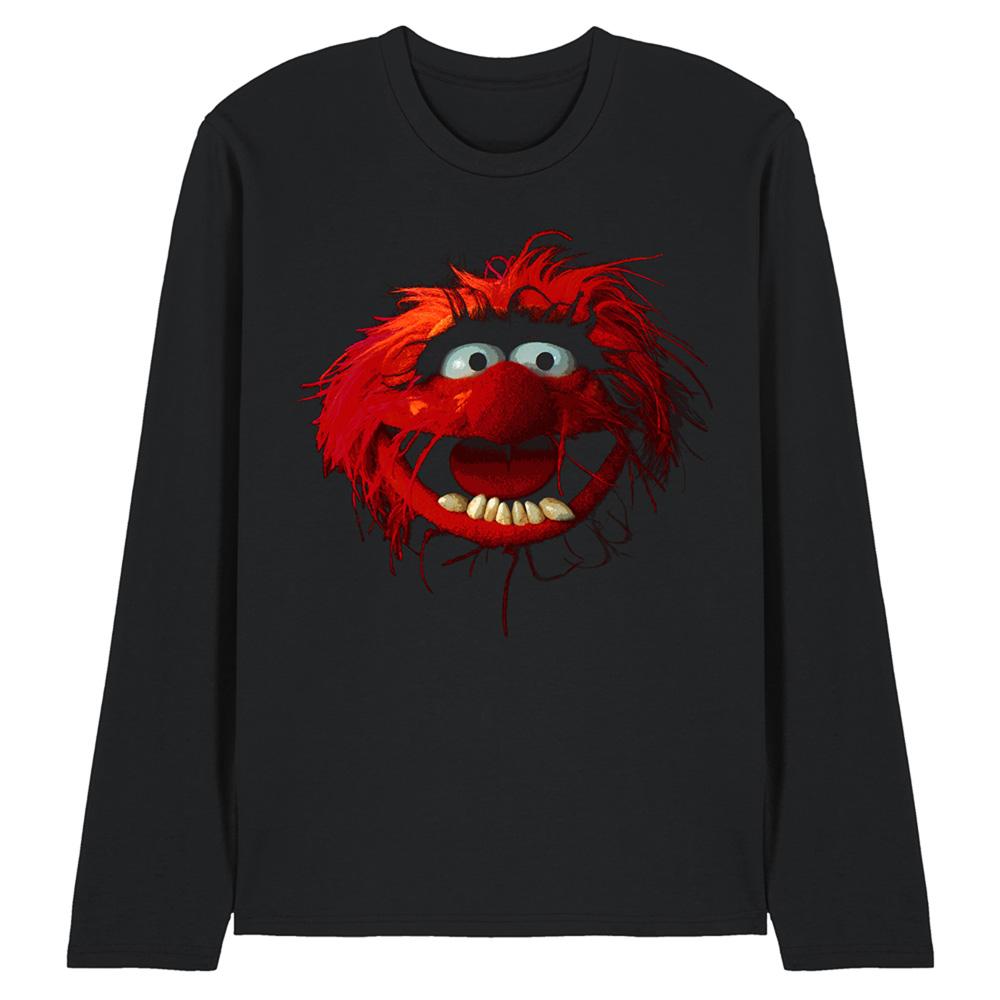 Black - Front - The Muppets Unisex Adult Animal Face Long-Sleeved T-Shirt