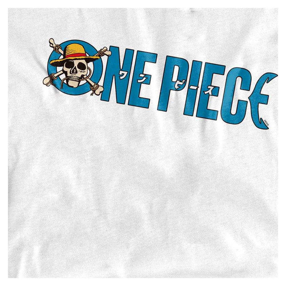 White - Side - One Piece Unisex Adult Jolly Roger Luffy Logo Long-Sleeved T-Shirt