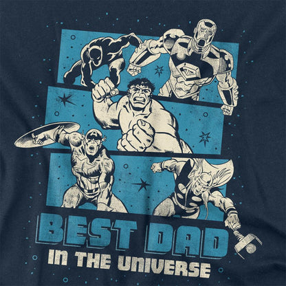 Navy - Side - Marvel Mens Best Dad In The Universe Long-Sleeved T-Shirt