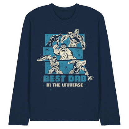 Navy - Front - Marvel Mens Best Dad In The Universe Long-Sleeved T-Shirt