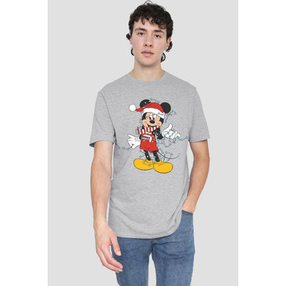 Sport Heather - Back - Disney Mens Mickey Mouse Christmas Lights T-Shirt