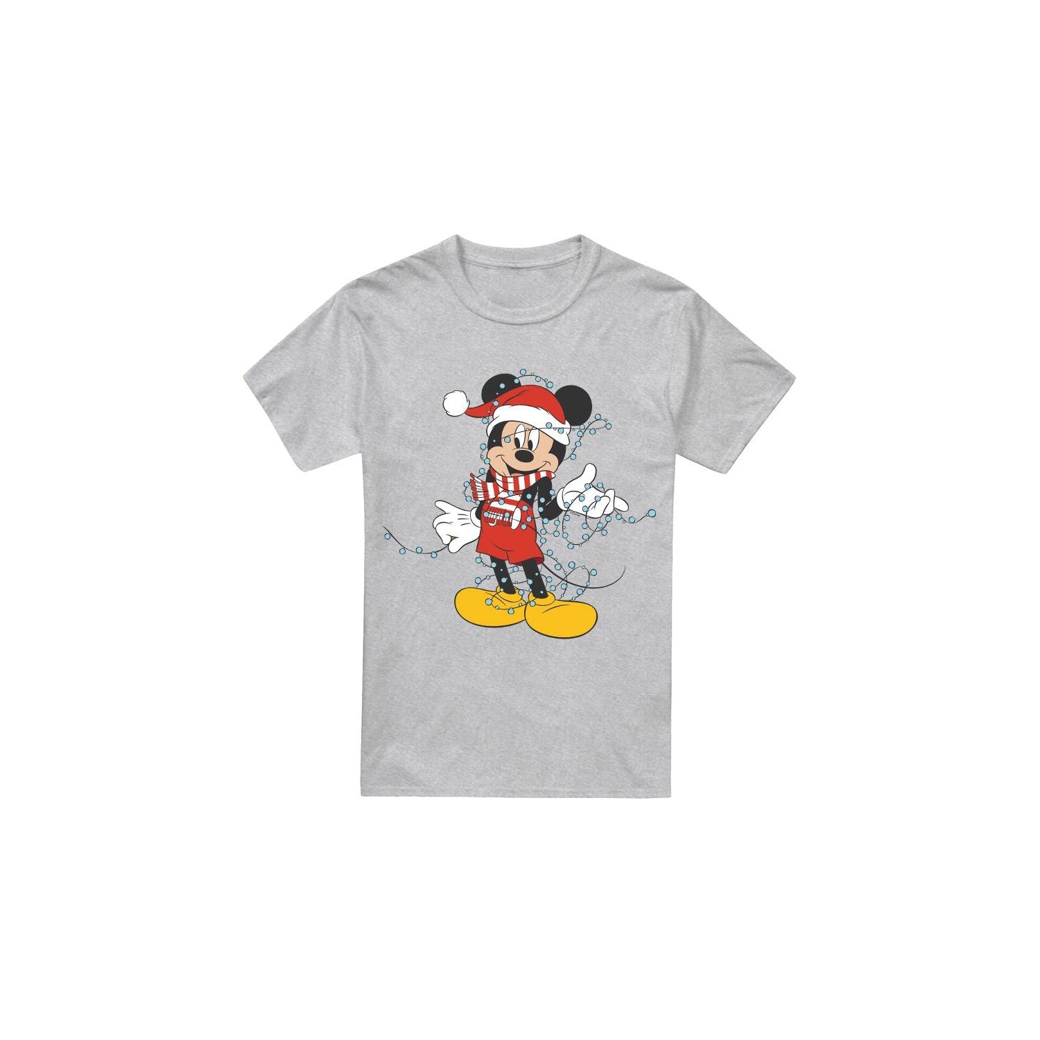 Sport Heather - Front - Disney Mens Mickey Mouse Christmas Lights T-Shirt