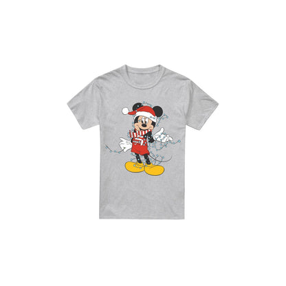 Sport Heather - Front - Disney Mens Mickey Mouse Christmas Lights T-Shirt