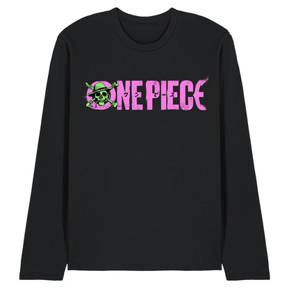 Black - Front - One Piece Unisex Adult Bright Jolly Roger Logo Long-Sleeved T-Shirt