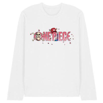White - Front - One Piece Unisex Adult Chopper Sakura Cherry Blossom Long-Sleeved T-Shirt