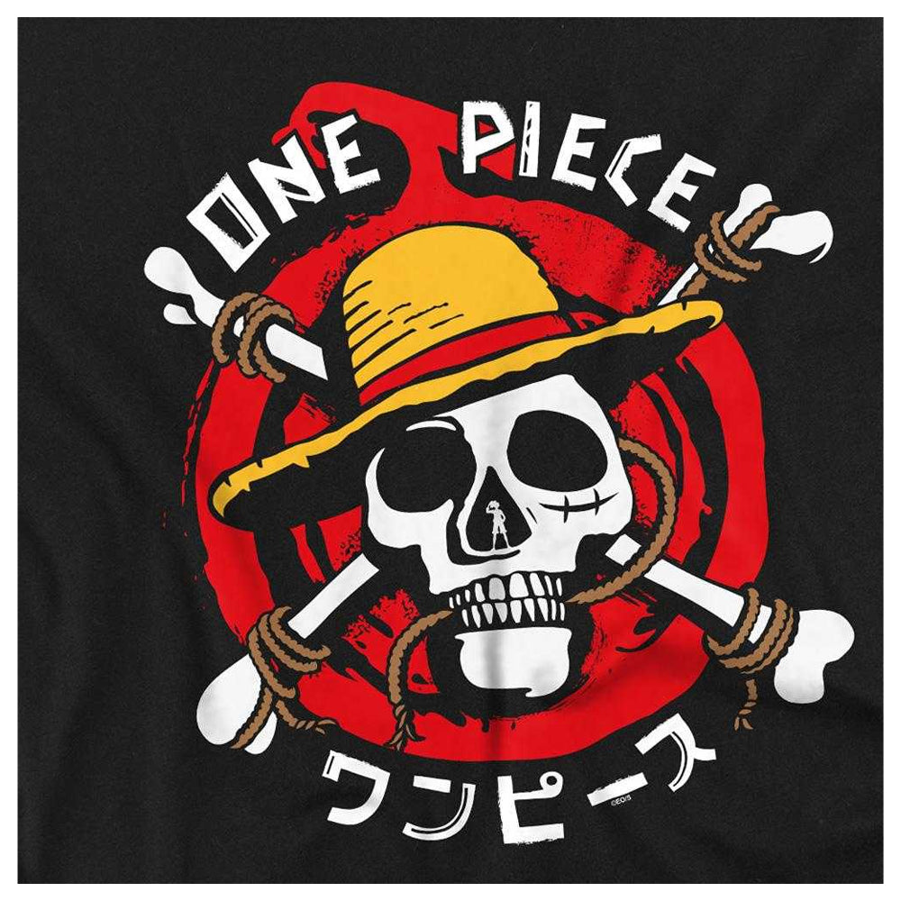 Black - Side - One Piece Unisex Adult Devil Fruits Skull Ringspun Cotton Long-Sleeved T-Shirt