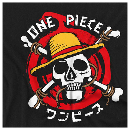 Black - Side - One Piece Unisex Adult Devil Fruits Skull Ringspun Cotton Long-Sleeved T-Shirt