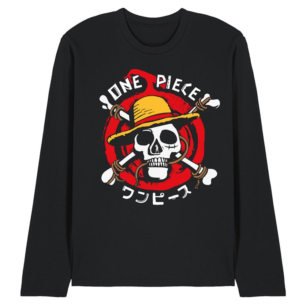 Black - Front - One Piece Unisex Adult Devil Fruits Skull Ringspun Cotton Long-Sleeved T-Shirt