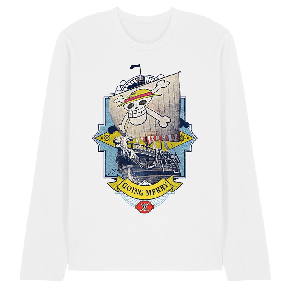 White - Front - One Piece Unisex Adult Going Merry Ship Long-Sleeved T-Shirt