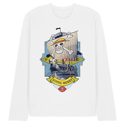 White - Front - One Piece Unisex Adult Going Merry Ship Long-Sleeved T-Shirt