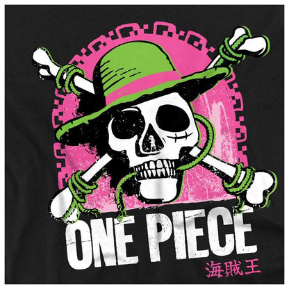 Black - Side - One Piece Unisex Adult Bright Jolly Roger Long-Sleeved T-Shirt