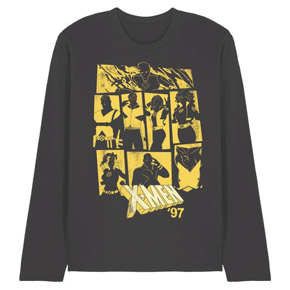 Charcoal - Front - X-Men 97 Unisex Adult X-Corp Group Ringspun Cotton Long-Sleeved T-Shirt