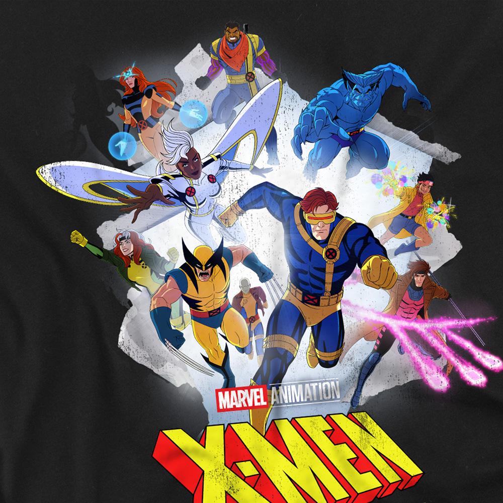 Black - Side - X-Men 97 Unisex Adult Mutant Poster Ringspun Cotton Long-Sleeved T-Shirt