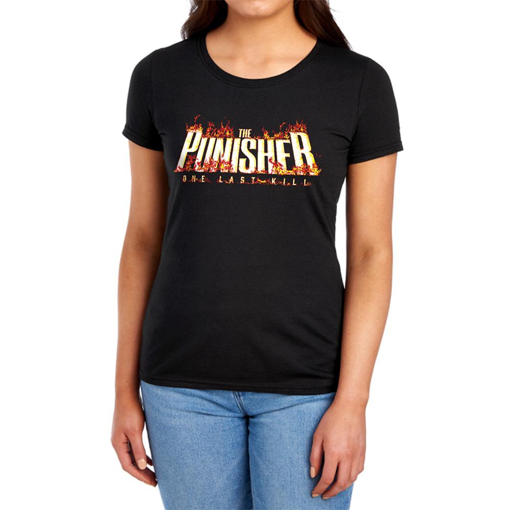 Black - Lifestyle - The Punisher: One Last Kill Womens-Ladies Fire Logo Fitted T-Shirt