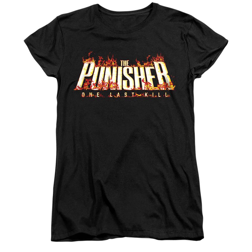 Black - Front - The Punisher: One Last Kill Womens-Ladies Fire Logo Fitted T-Shirt