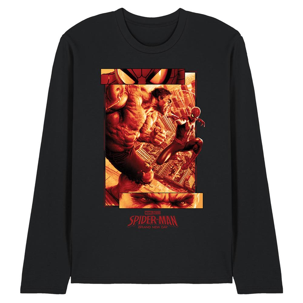 Black - Front - Spider-Man: Brand New Day Unisex Adult Hulk Parker Fight Long-Sleeved T-Shirt