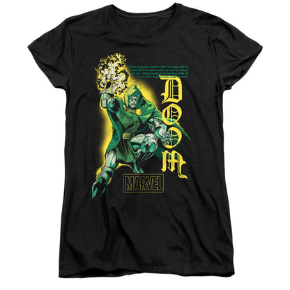 Black - Front - Doctor Doom Womens-Ladies Ringspun Cotton Fitted T-Shirt