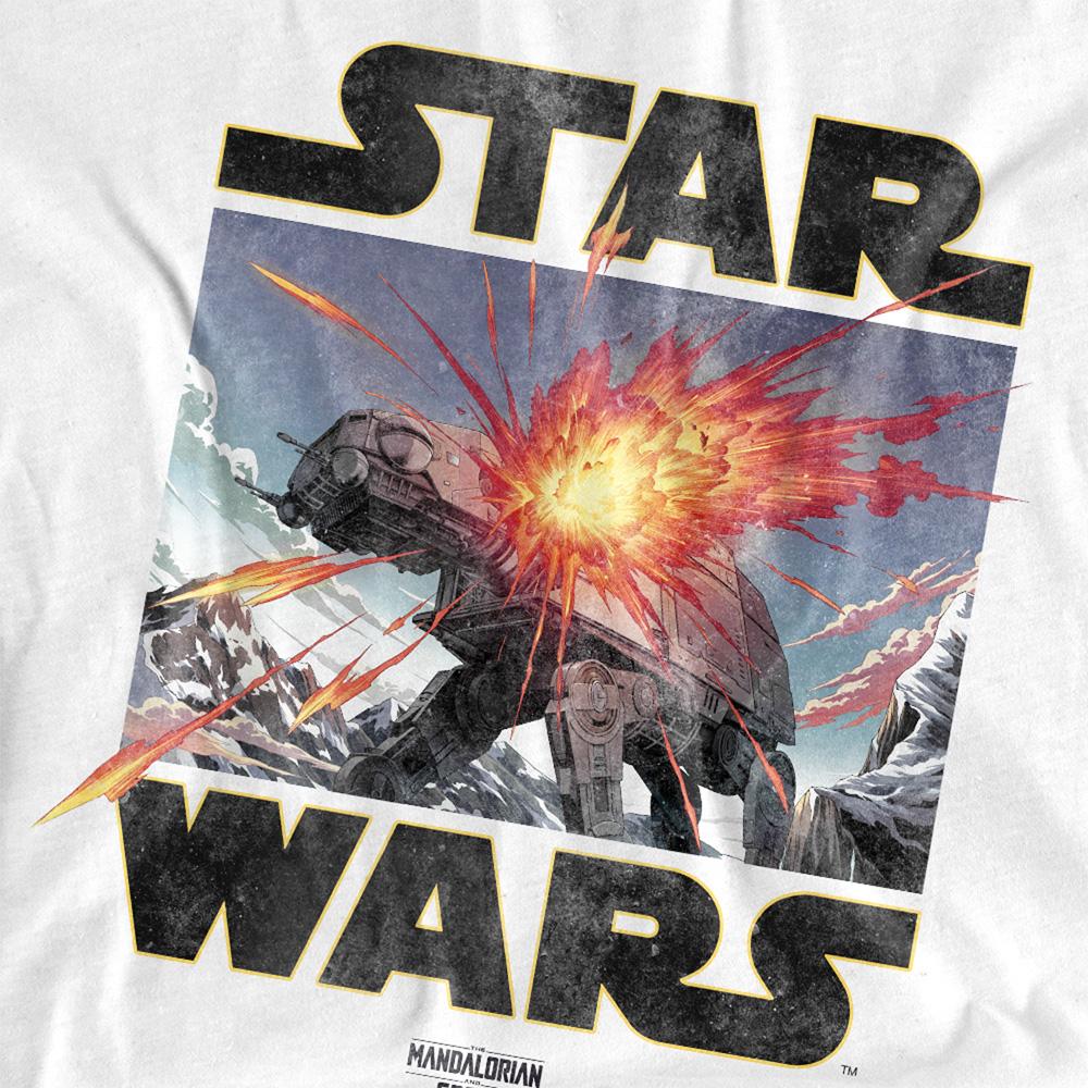 White - Side - Star Wars Mandalorian Unisex Adult Grogu AT-AT Long-Sleeved T-Shirt
