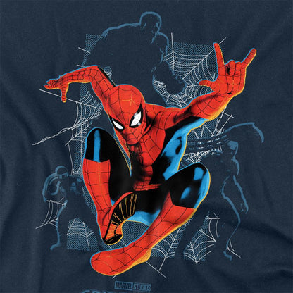 Navy - Side - Spider-Man: Brand New Day Unisex Adult Hero And Villains Long-Sleeved T-Shirt