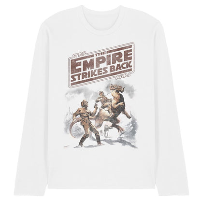 White - Front - Star Wars Unisex Adult Empire Strikes Back Western Ringspun Cotton Long-Sleeved T-Shirt