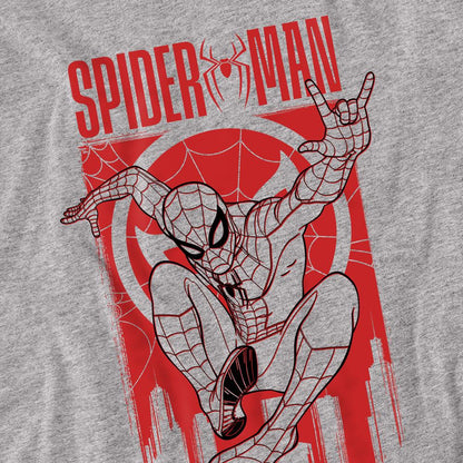 Athletic Heather - Side - Spider-Man: Brand New Day Unisex Adult Swinging Hero Long-Sleeved T-Shirt