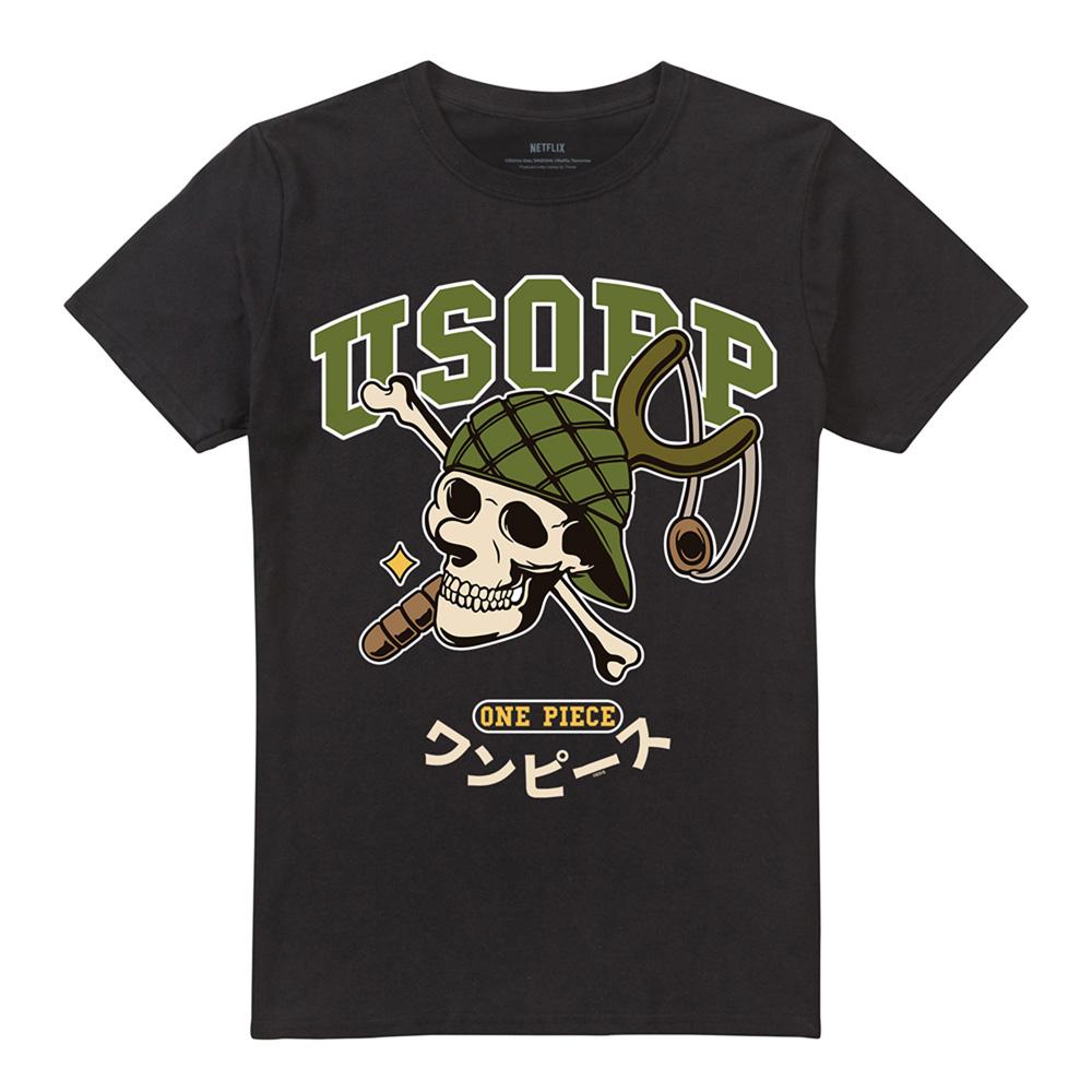 Black - Front - One Piece Unisex Adult Usopp Skull T-Shirt