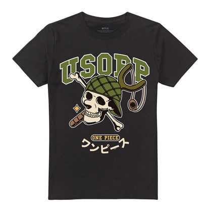 Black - Front - One Piece Unisex Adult Usopp Skull T-Shirt