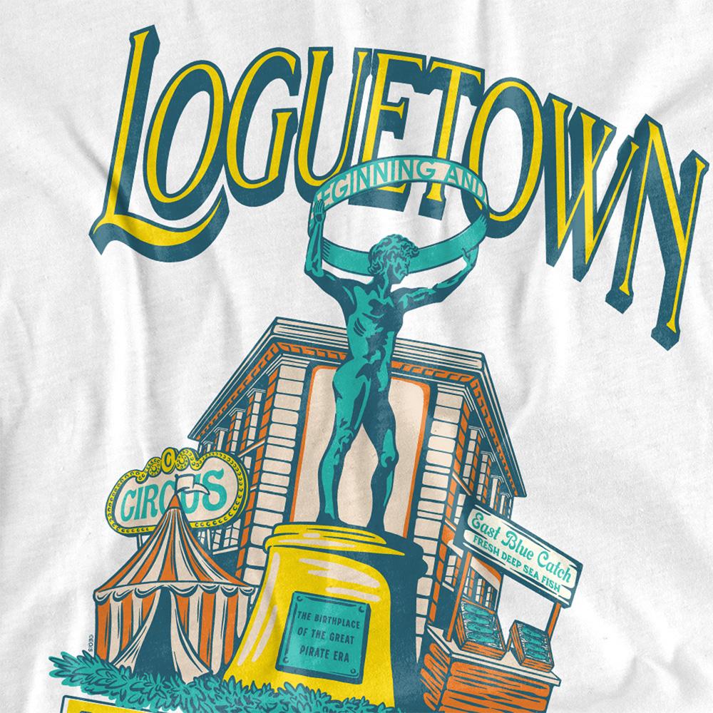 White - Side - One Piece Unisex Adult Loguetown Market T-Shirt