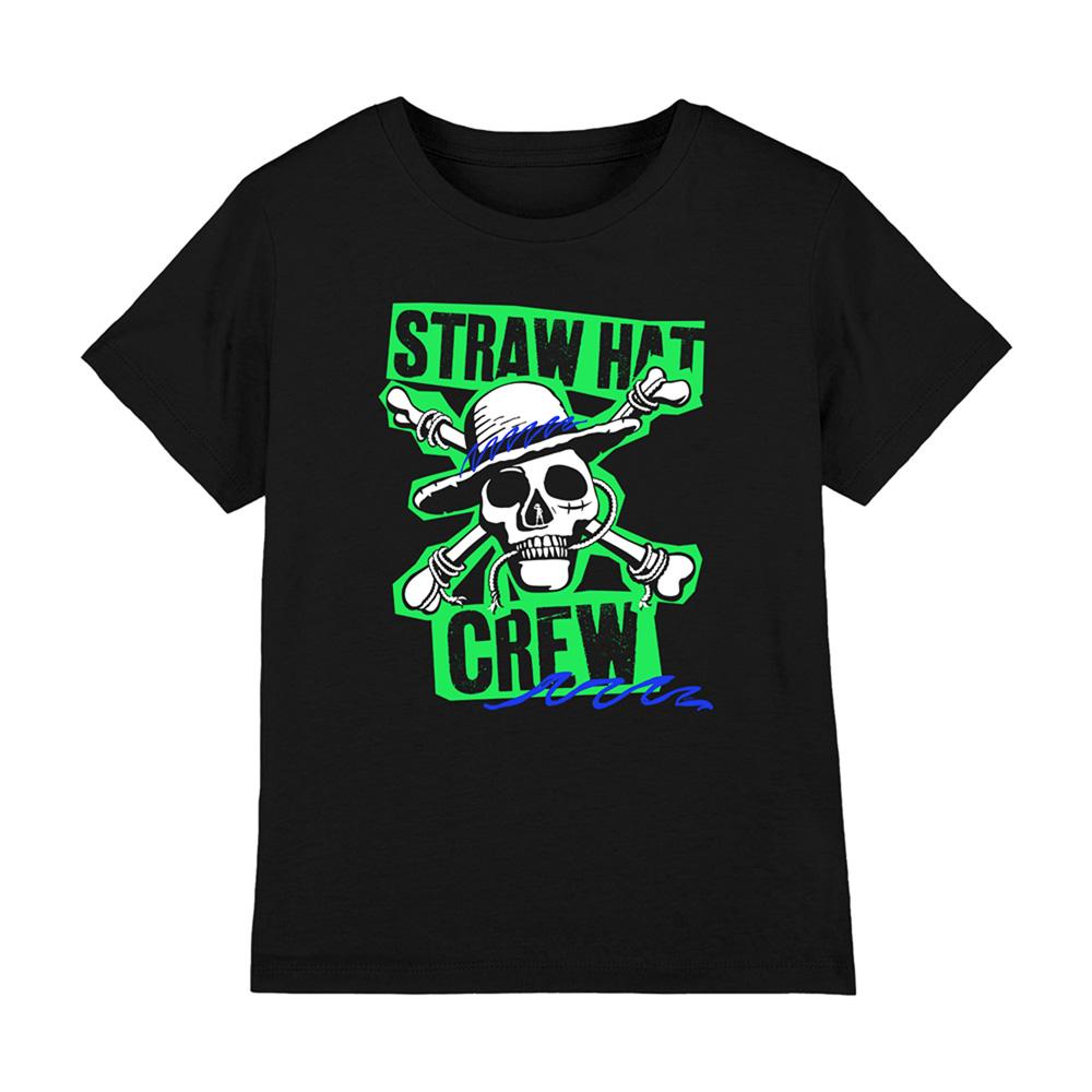 Black - Front - One Piece Childrens-Kids Straw Hat Crew T-Shirt