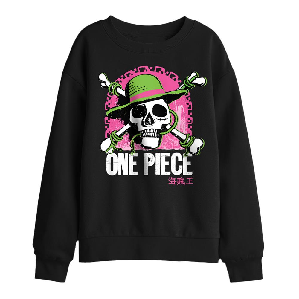 Black - Front - One Piece Childrens-Kids Jolly Roger Sweatshirt