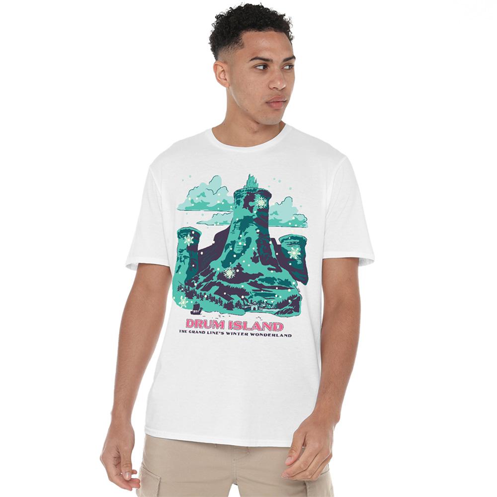 White - Side - One Piece Unisex Adult Drum Island Winter Wonderland Poster T-Shirt