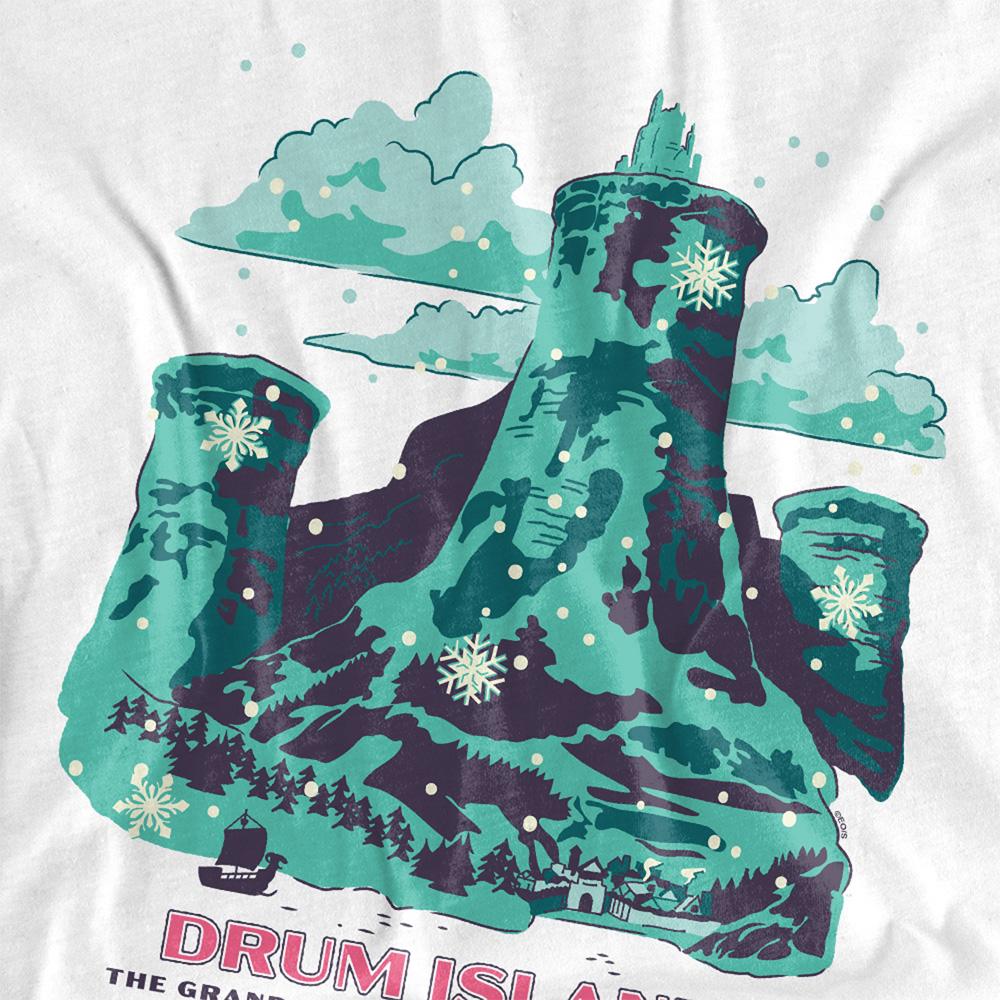 White - Pack Shot - One Piece Unisex Adult Drum Island Winter Wonderland Poster T-Shirt