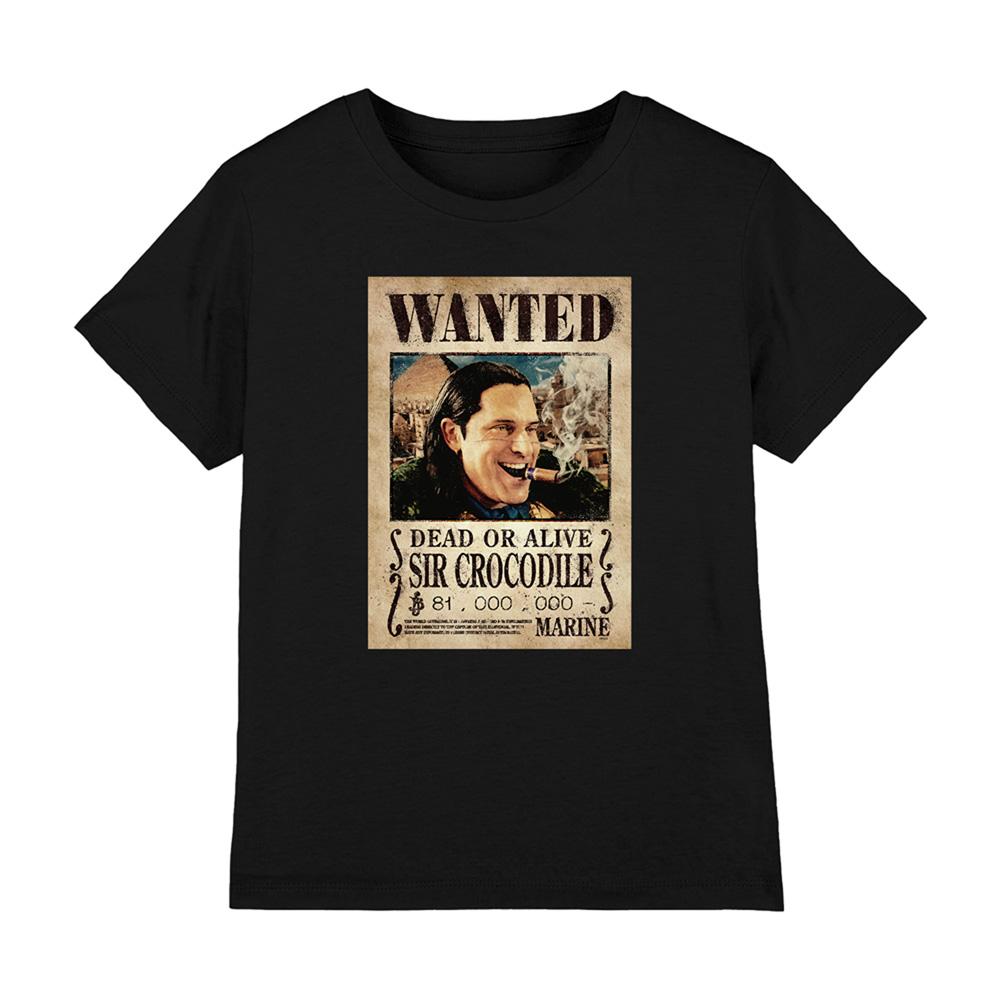Black - Front - One Piece Childrens-Kids Crocodile Wanted Poster T-Shirt
