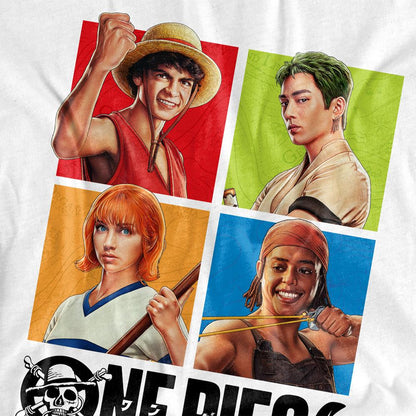 White - Pack Shot - One Piece Unisex Adult Character Square T-Shirt