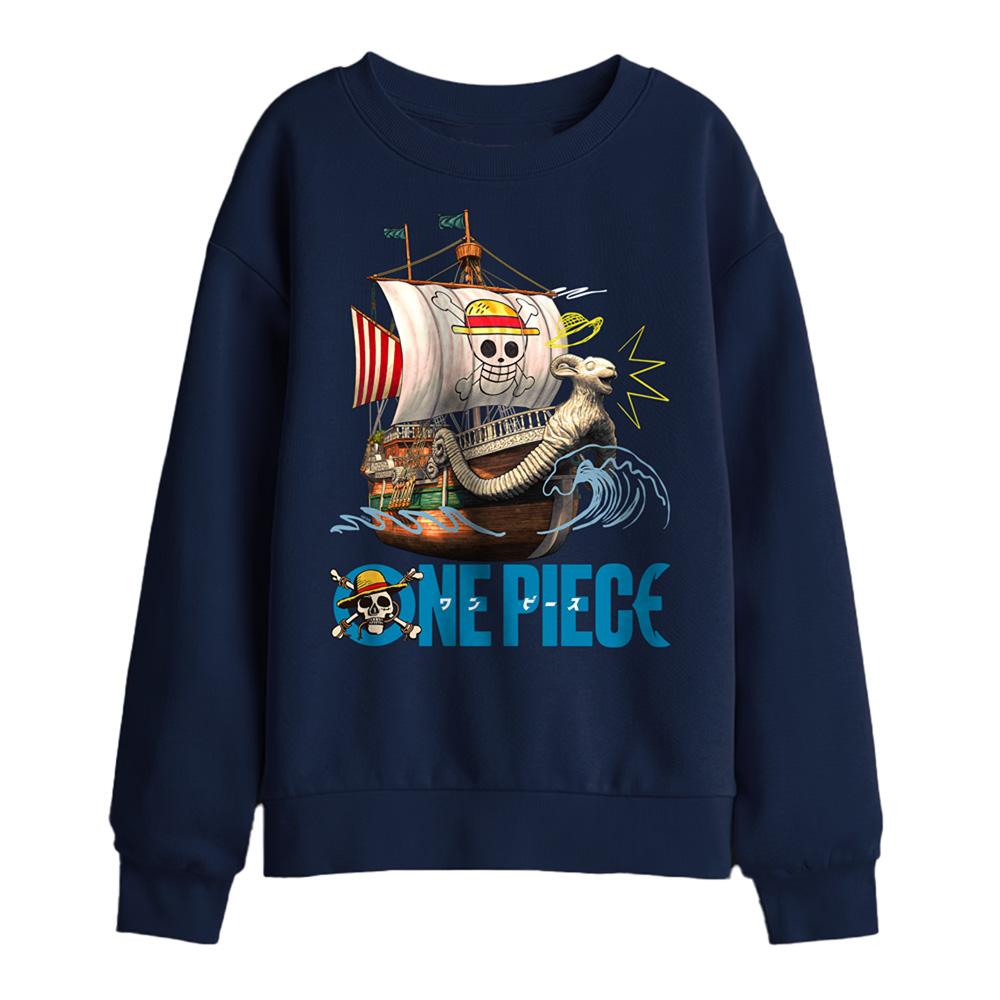 Navy - Front - One Piece Childrens-Kids Going Merry Doodles Sweatshirt