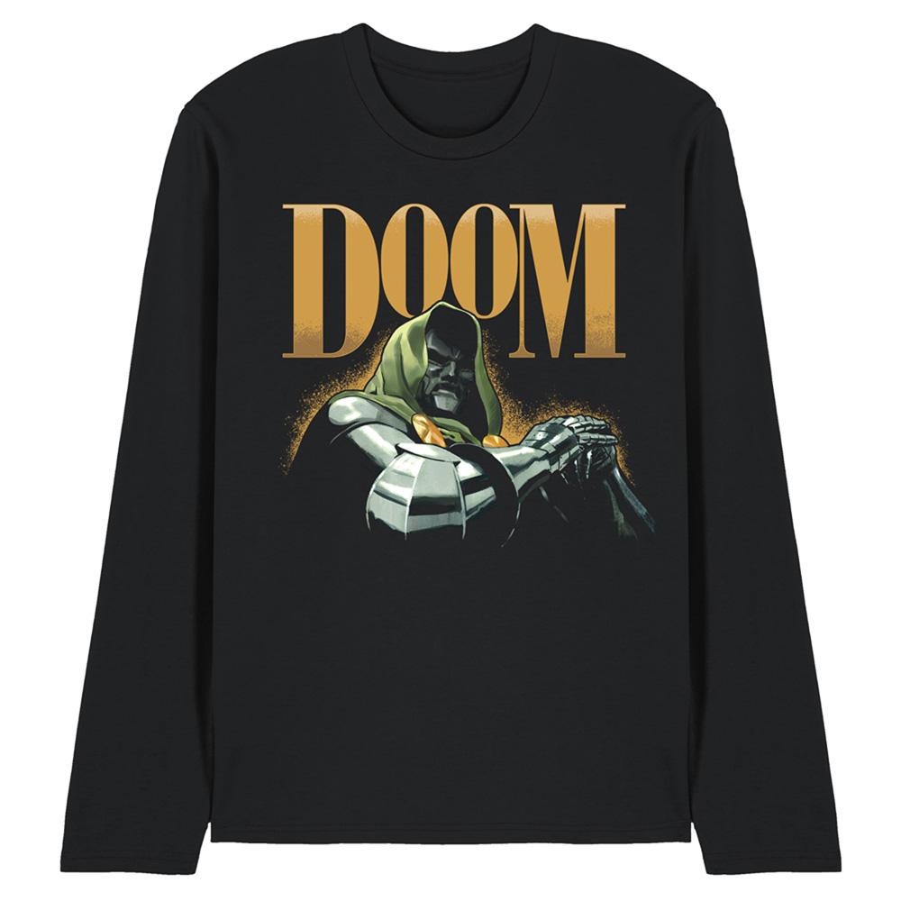Black - Front - Doctor Doom Unisex Adult Iconic Villain Ringspun Cotton Long-Sleeved T-Shirt