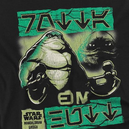 Black - Side - Star Wars Mandalorian Unisex Adult Rotta The Hutt Ringspun Cotton Long-Sleeved T-Shirt