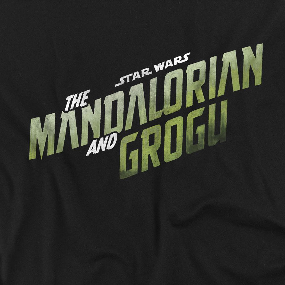 Black - Side - Star Wars Mandalorian Unisex Adult Grogu Wave Logo Long-Sleeved T-Shirt