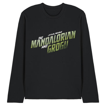 Black - Front - Star Wars Mandalorian Unisex Adult Grogu Wave Logo Long-Sleeved T-Shirt
