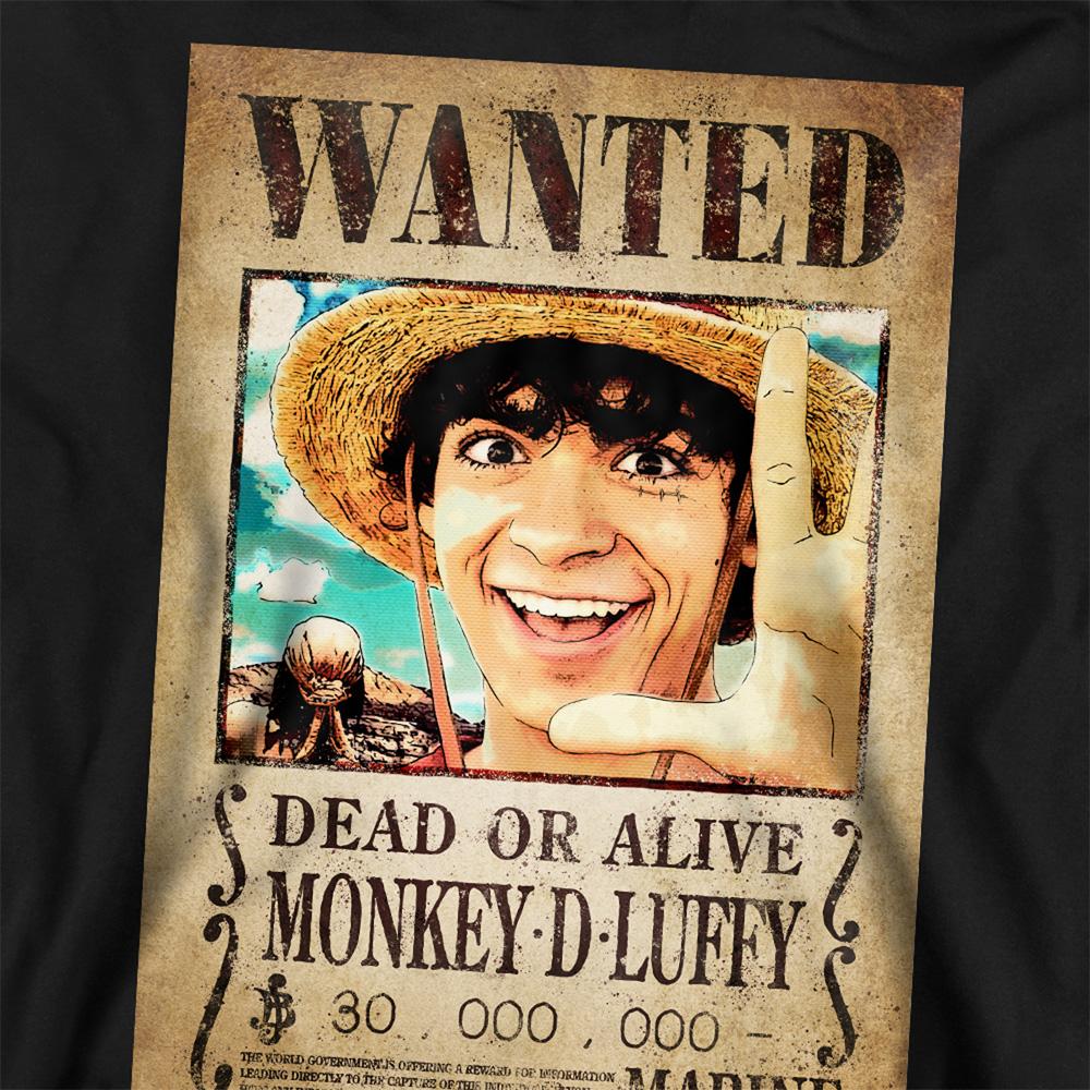 Black - Side - One Piece Unisex Adult Luffy Wanted Poster Sweatshirt