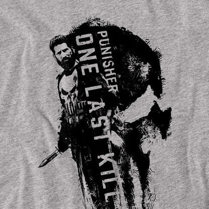 Athletic Heather - Side - The Punisher Unisex Adult One Last Kill Frank Castle Ringspun Cotton Long-Sleeved T-Shirt