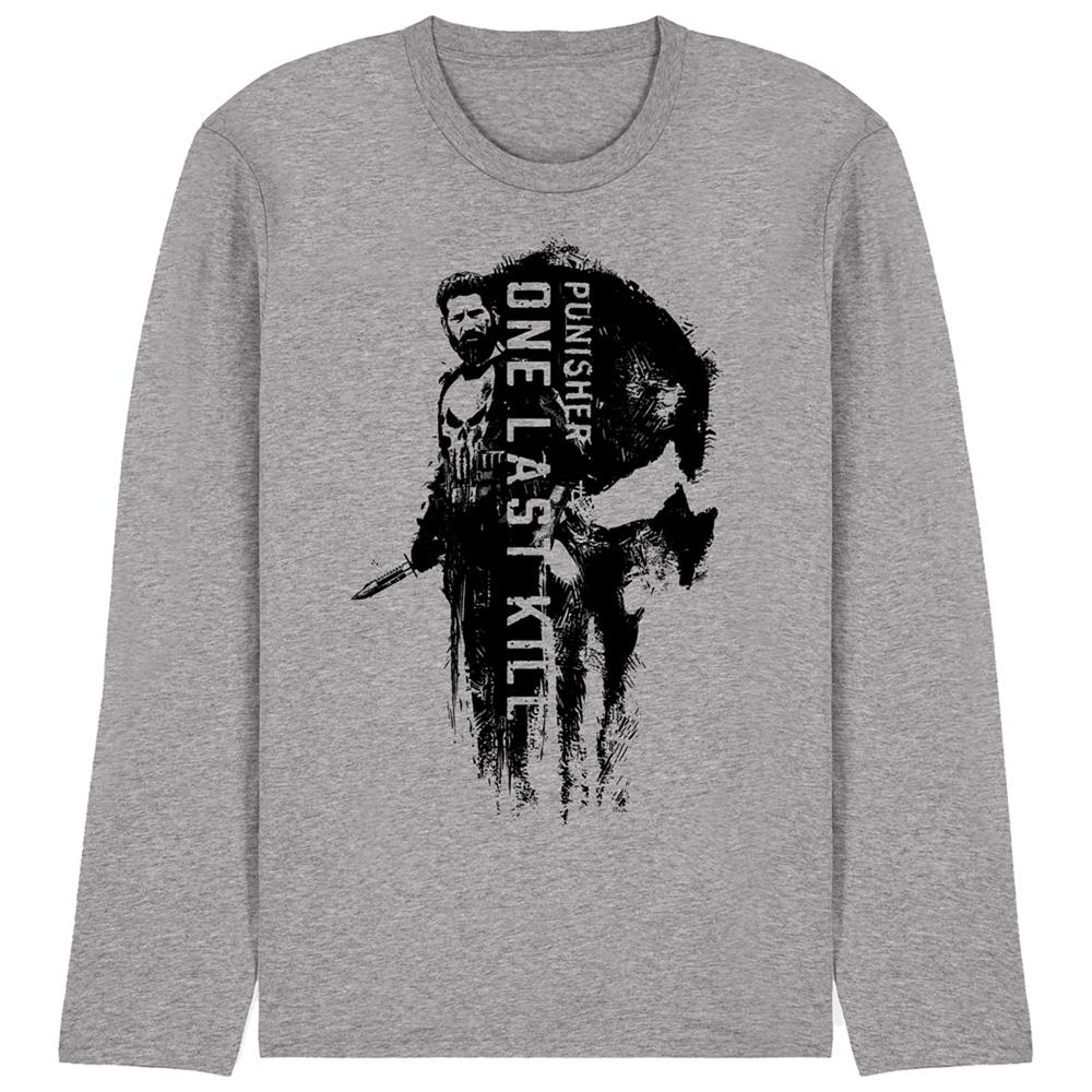 Athletic Heather - Front - The Punisher Unisex Adult One Last Kill Frank Castle Ringspun Cotton Long-Sleeved T-Shirt