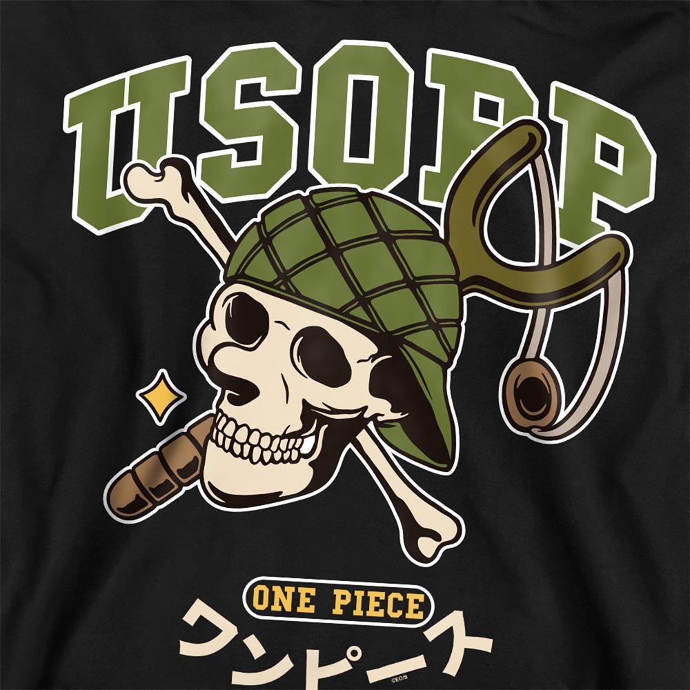 Black - Side - One Piece Unisex Adult Usopp Collegic Sweatshirt