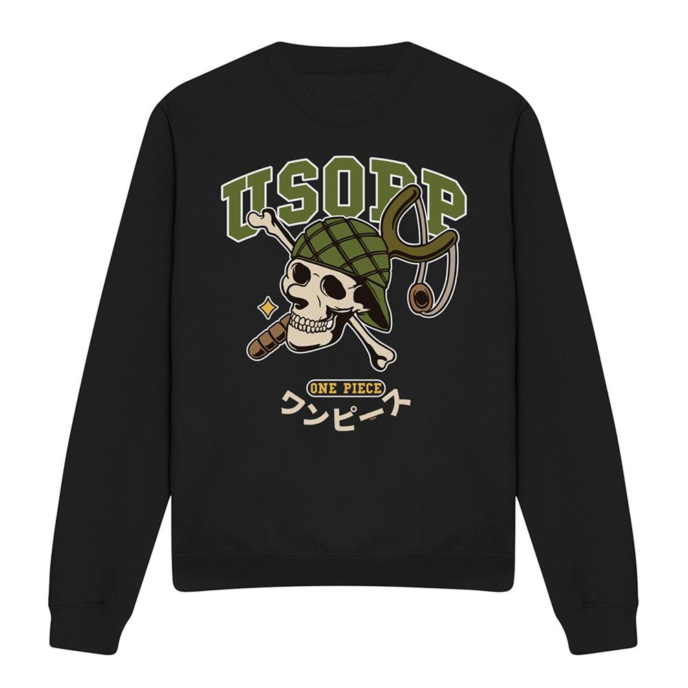 Black - Front - One Piece Unisex Adult Usopp Collegic Sweatshirt
