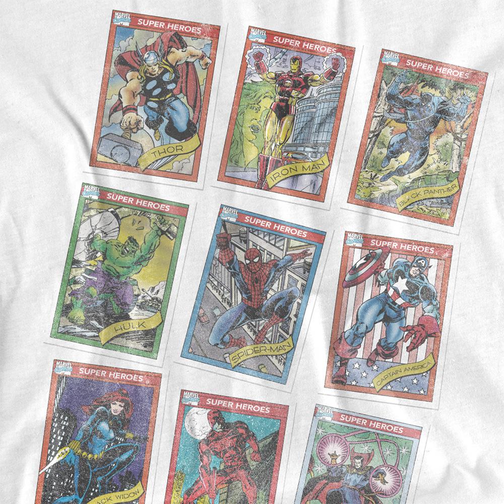 White - Side - Marvel Unisex Adult Retro Trading Card Ringspun Cotton Long-Sleeved T-Shirt